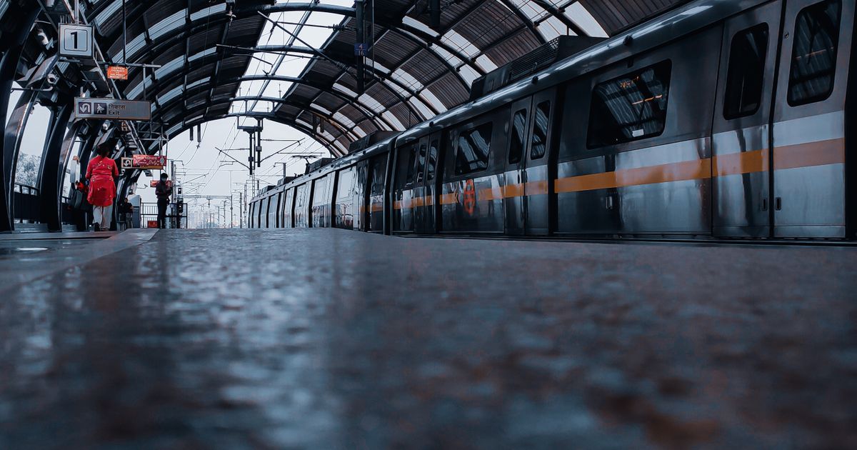 Indian Railways train at a station platform serving defence personnel travel